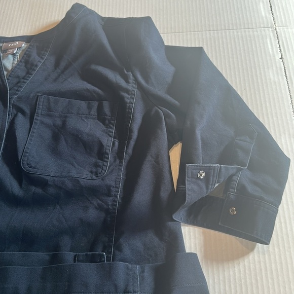 J Jill stretch dark blue quarter stretch Sleeve Dress snap buttons pockets - Picture 10 of 13